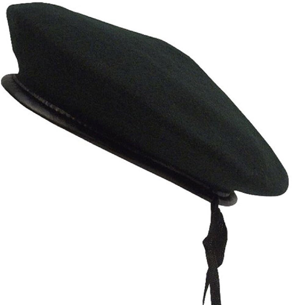 黑色羊毛混纺时尚军人贝雷帽 l 码